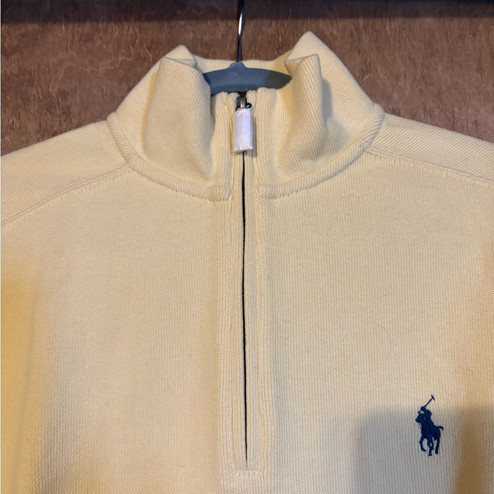 Polo Ralph Lauren Men's Classic 1/4 Zip-Up Pull-Over… Cotton …in Pale Yellow - Picture 4 of 9